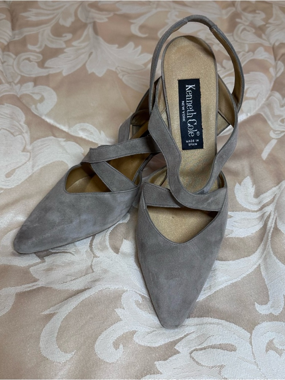 Kenneth Cole Taupe Suede Pointed-Toe Slingback Mules